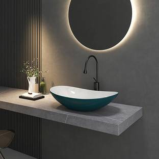 Glexero SUV Double CLR Premium Quality Imported Countertop Wash Basin Glossy Finish Table Top Basin