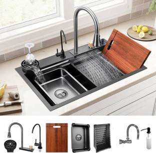 Q-IMAGE Multifunctional Waterfall Kitchen Sink 304 GRADE All in One 30x18 inch Vessel Sink