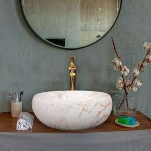 InletCera Premium Designer Ceramic Wash Basin(UPD-.10) with Waste Pipe & Coupling set (16*12*6)(UPD.-1010) Table Top Basin