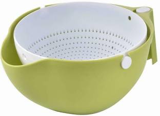 Flipco Double Drain Basket Bowl for Washing Kitchen Strainer Collapsible Strainer
