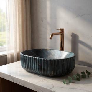 DELTA Premium Designer Ceramic Wash basin HR-Line(M78-Matt) (19.5x13x5)(M78-Matt) Table Top Basin