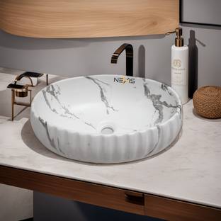 NEXIS Premium Designer Ceramic Wash Basin (20x13.5x5.5) BALL 112 Table Top Basin