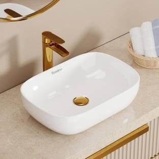 Tap & Tile BASSINO Ceramic Table Top Wash Basin for Bathroom-White-(18x13x5 Inch) Ceramic Tap and Tile Wash Countertop Tabletop Bathroom Sink/Basin (White, 18x13x5 Inch) Table Top Basin