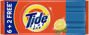 Tide Blue Detergent Bar Soap, Super Value Pack of 8 Bars, Removes Tough Stains,1.6 kg Detergent Bar