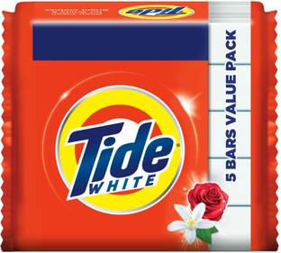 Tide White Detergent Bar Soap, Value Pack 200 gms x 5 (Buy 4 Get 1) Detergent Bar