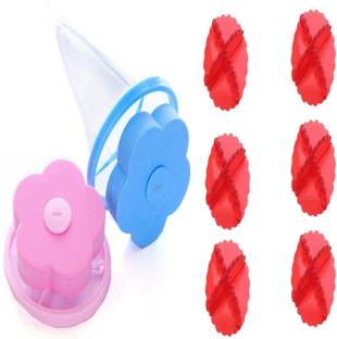 QWEEZER 6pcs Washing Machine Laundry Balls & 2 Floating Mesh lint Net Trap Detergent Bar