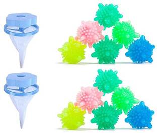 Qweezer 2Pcs Foating Net Lint Catcher & 12Pcs Laundry balls For Washing Machine Detergent Bar
