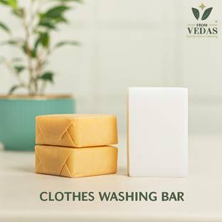 fromvedas Organic White Detergent Bar Soap, Value Pack 120gmx3 Detergent Bar