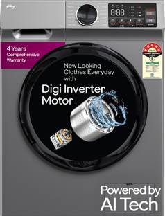 Godrej 9 kg 5 Star, AI Tech, Steam Wash Fully Automatic Front Load Washing Machine with In-built Heater Grey