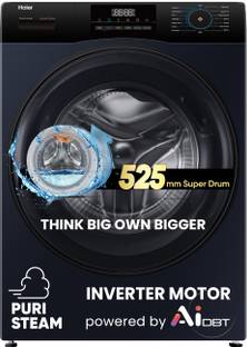 Haier 8 kg AI with Inverter Motor,Puristeam and Refresh Function, Anti Bacterial Technology, Super Dru...