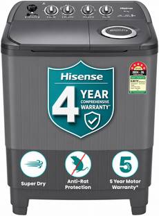 Hisense 8 kg Semi Automatic Top Load Washing Machine Black