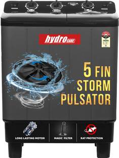 ONIDA 7 kg 5 Star With Five-Fin Storm Pulsator Semi Automatic Top Load Washing Machine Black, Grey