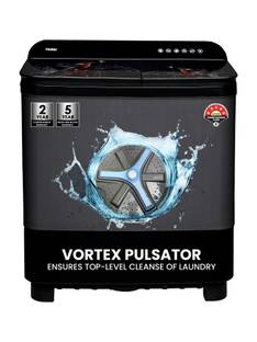 Haier 11 kg Toughened Glass with Digital Kingfisher Print, Anti Bacterial Vortex Pulsator, 1300 RPM, S...