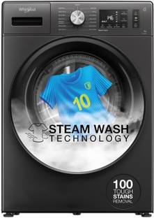 Whirlpool 8 kg 5 Star Inverter Steam Technology, 100+ Tough Stains, 6th Sense Soft Move Fully Automatic Front Load Washing Machine with In-built Heater Grey