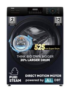 Haier 9 kg 5 Star with Powered by AI-DBT, PuriSteam, 525 mm Super Drum, Inbuilt Heater, AI DBT Washer ...