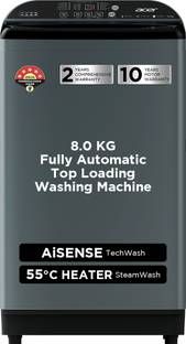 Acer 8 kg Fully Automatic Top Load Washing Machine with In-built Heater Grey