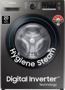 Samsung 8 kg 5 Star, Digital Inverter Motor,Hygiene Steam, Fully Automatic Front Load Washing Machine with In-built Heater Black