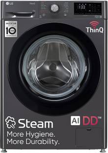 LG 7 kg AI Direct Drive Technology Fully Automatic Front Load Washing Machine with In-built Heater Black, Grey
