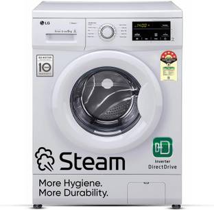LG 8 kg 5 Star, Inverter Direct Drive Technology, 6 Motion, Steam Fully Automatic Front Load Washing Machine with In-built Heater White