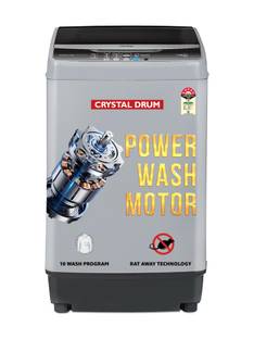ONIDA 7 kg 5 Star 10 Wash Programs Crystal Drum Fully Automatic Top Load Washing Machine Grey