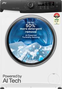 Godrej 9 kg with AI Tech Fully Automatic Front Load Washing Machine with In-built Heater White, Grey