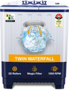 VW 7.5 kg Semi Automatic Top Load Washing Machine White, Blue