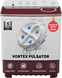 Haier 11 kg Vortex Pulsator, Oxyi Dry, Magic Filter, Anti Rat Mesh & Castor Wheels Semi Automatic Top ...