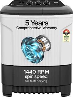 Godrej 7 kg 5 Star With Rain Shower Spin Washing Machine Semi Automatic Top Load Grey, White