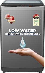 TCL 8.5 kg 8 Wash Program Magic Filter, Powerful Dispenser with Full Glass Damping Lid Fully Automatic Top Load Washing Machine Grey