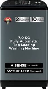 Acer 7 kg Fully Automatic Top Load Washing Machine with In-built Heater Grey