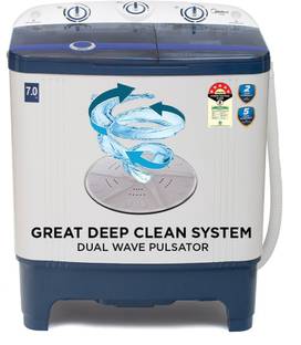 Midea 7 kg Semi Automatic Top Load Washing Machine Blue, White