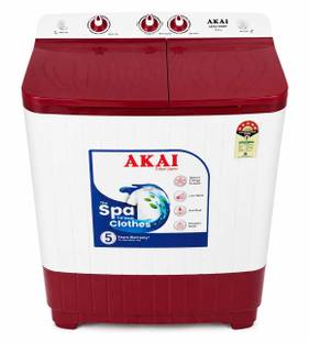 Akai 7 kg Semi Automatic Top Load Washing Machine Red, White