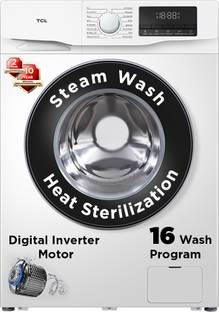 TCL 8.5 kg Digital Inverter Motor 1400 RPM Fully Automatic Front Load Washing Machine with In-built Heater White