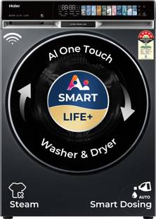 Haier 12 kg Fully Automatic Front Load Washing Machine with In-built Heater Black