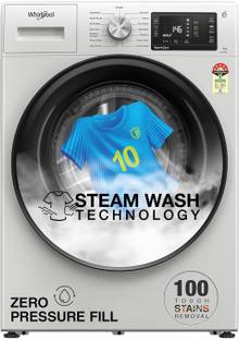 Whirlpool 8 kg Steam Technology 5 Star Inverter 100+ Tough Stains, 6th Sense Soft Move Fully Automatic Front Load Washing Machine with In-built Heater White