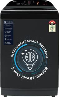 MOTOROLA 9 kg 5 Star, Intelligent Smart Programs Fully Automatic Top Load Washing Machine Grey, Black