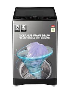 Haier 8 kg Oceanus Wave Drum 15 Min Quick Wash Fully Automatic Top Load Washing Machine Brown, Grey