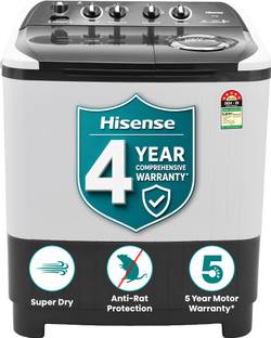 Hisense 7 kg Semi Automatic Top Load Washing Machine Grey