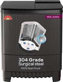 Godrej 8 kg 5 Star, With Soft Shut Wash Lid, Tri Roto Scrub Pulsator With Stainless Steel Wash and Spin Drum Semi Automatic Top Load Washing Machine Grey