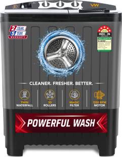 VW 7.5 kg Semi Automatic Top Load Washing Machine Black, Grey