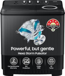 Samsung 9.5 kg 5 star,Air Turbo Drying Semi Automatic Top Load Washing Machine Black, Grey