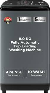 Acer 8 kg Fully Automatic Top Load Washing Machine Grey