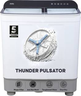 Haier 10.5 kg Thunder Pulsator, Toughened Glass Lid, Oxyi Dry, Magic Filter & Castor Wheels Semi Autom...