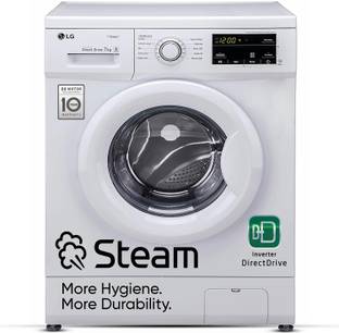 LG 7 kg 5 Star with Steam, Inverter Direct Drive Technology, 6 Motion Direct Drive, Touch Panel and 1200 RPM Fully Automatic Front Load Washing Machine with In-built Heater White