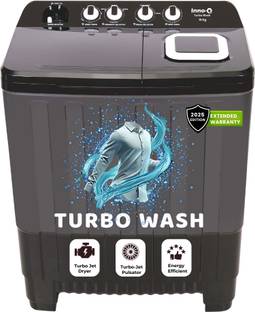 InnoQ 10 kg Turbo Wash Buzzer Wheels Turbo Jet Dryer Magic Filter Lint Filter Semi Automat...
