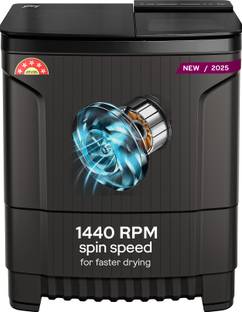 Godrej 8.5 kg 5 Star With Soft Shut Wash Lid, Tri-Roto Scrub Pulsator Semi Automatic Top Load Washing Machine Grey, Black