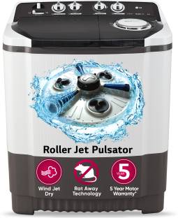 LG 8 kg 5 Star with Roller Jet Pulsator with Soak, Wind Jet Dry and Rat Away, 6 Kg (Spin Tub Capacity)...