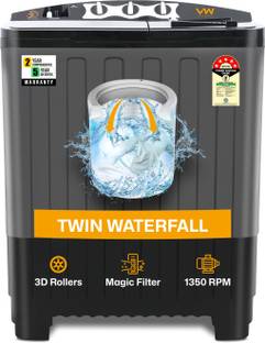 VW 7.5 kg Semi Automatic Top Load Washing Machine Black, Grey