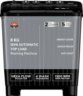 Acer 8 kg Semi Automatic Top Load Washing Machine Grey