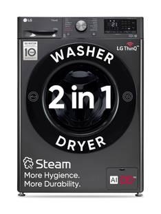 LG 9/5 kg Washer with Dryer AI Direct Drive Technology, Wi-Fi Enabled , Steam reduce germs & allergens...